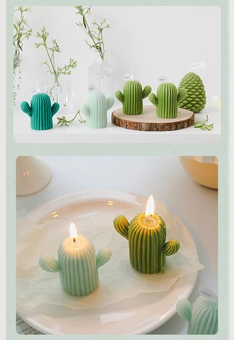 Свеча “Кактус” зеленый ручной работы Каменец-Подольский - изображение 8