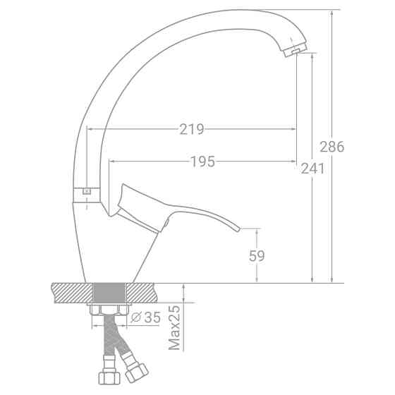 TAU Смеситель s07 Ø40 для кухни гусак ухо лат. шток на гайке TAU SE-4B445C (9807140) Киев