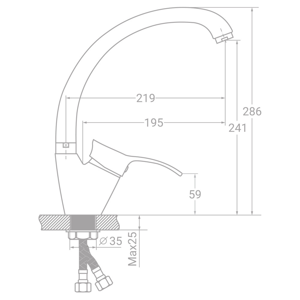 TAU Смеситель s07 Ø40 для кухни гусак ухо лат. шток на гайке TAU SE-4B445C (9807140) Киев - изображение 2
