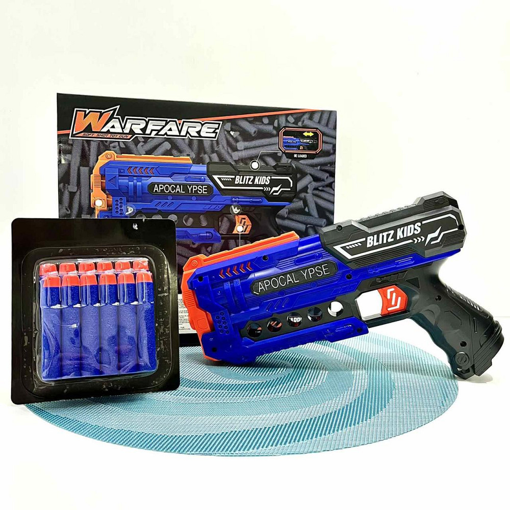 Пістолет іграшковий бластер 12 м'яких набоїв у коробці Вид 1 Синій (JLX7267) Чернигов - изображение 5