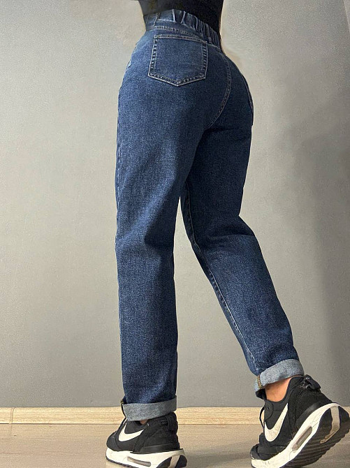 Джинси жіночі Vanver 8275 MOM на резинці зі шнурком великі розміри сині , синій, З2, 32, 90 см, 118 см Київ - фото 13