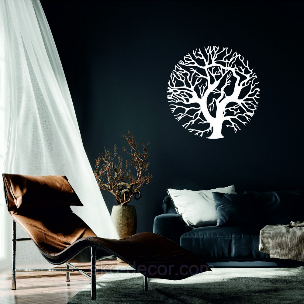 Декоративное настенное 3D Панно «Дерево в кругу» Декор на стену с объемом 50*50 см, Белый Киев - изображение 1