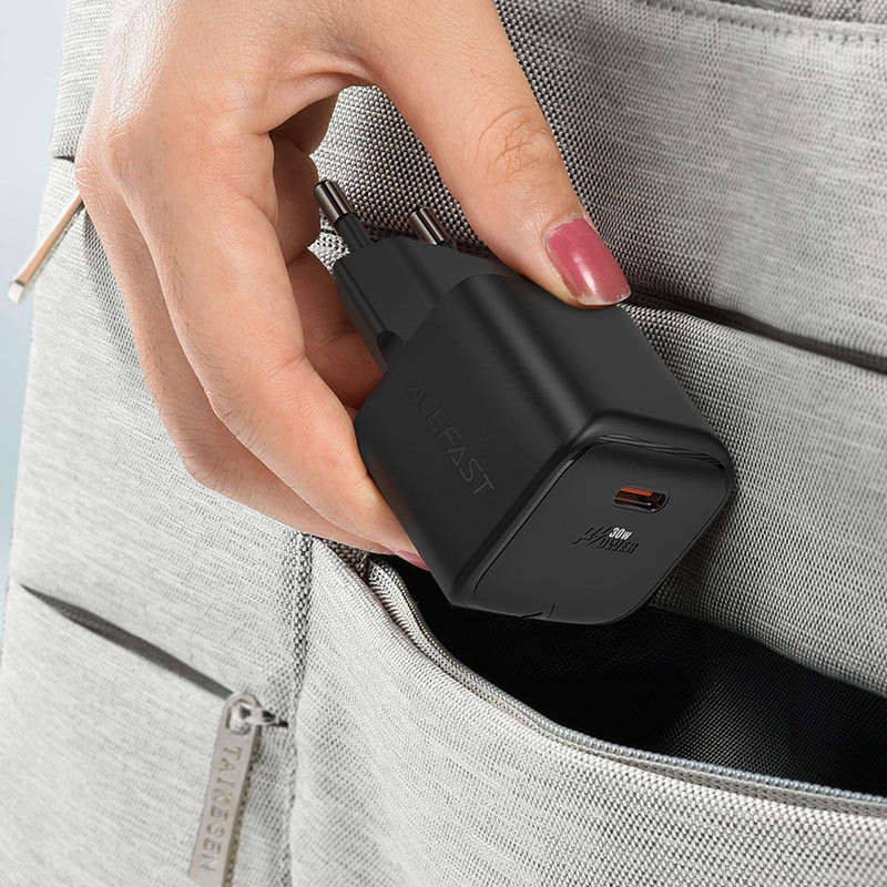 Зарядний пристрій USB-C 30W Gan A77 mini Fast Charger Black Acefast Винница - изображение 5