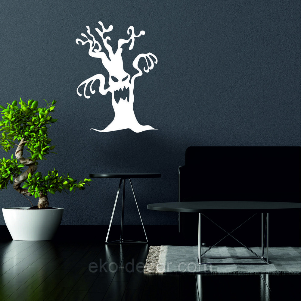 Декоративне настінне Панно «Хелловіїн, силует дерева», Декор на стіну 110*82 см, Білий Київ - фото 2