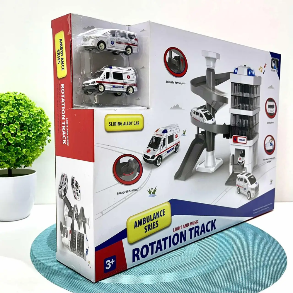 Гараж ігровий Швидка допомога з підсвічуванням та звуком 2 машинки в комплекті Білий (CM-559-55) Чернігів - фото 2