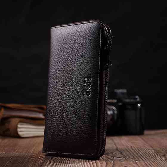 Зручний жіночий гаманець із натуральної зернистої шкіри BOND 21981 Коричневий Київ