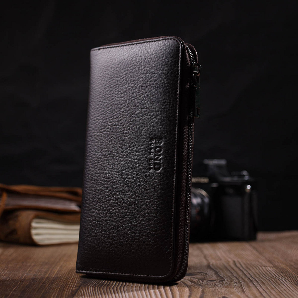 Зручний жіночий гаманець із натуральної зернистої шкіри BOND 21981 Коричневий Київ - фото 6