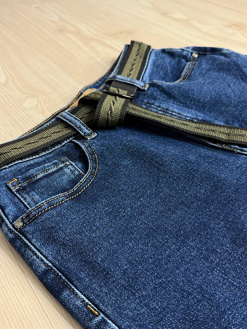 Джинси жіночі Derun 8199 палаццо широкі з ременем сині, синій, 30, 30, 81 см, 112 см Київ - фото 3