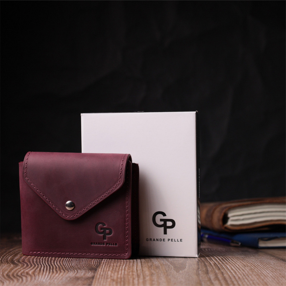 Модний жіночий гаманець із матової натуральної шкіри GRANDE PELLE 16805 Бордовий Київ - фото 8