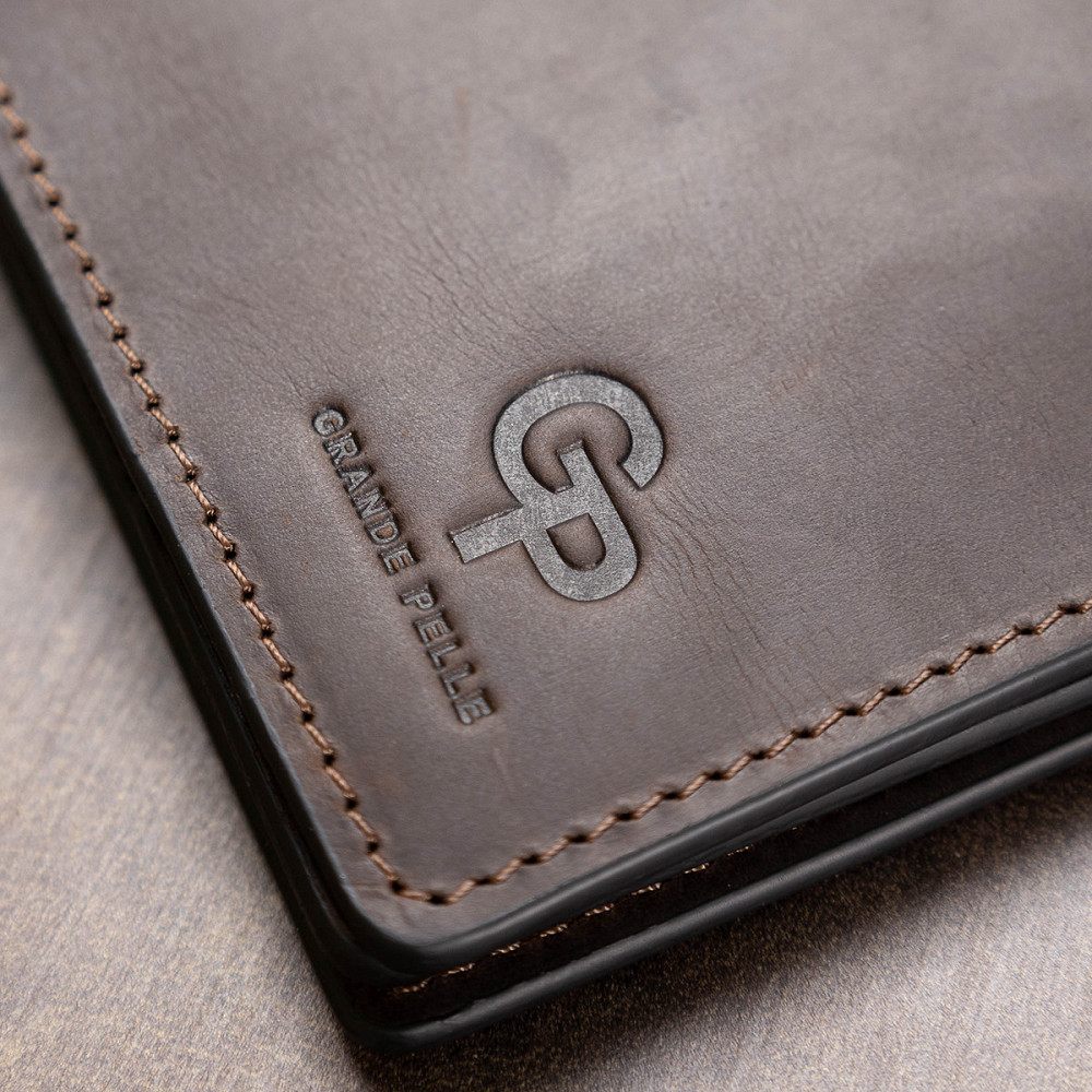 Кожаная винтажная обложка для документов GRANDE PELLE 11537 Коричневый Киев - изображение 2