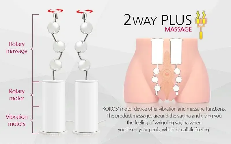 Мастурбатор-полуторс Kokos Cherry 2WayPlus з функцією масажу та вібрацією з вібрацією і масажем, два входи: вагіна і попка Львів - фото 7