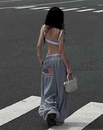 Женские объемные оверсайз брюки с резинкой в поясе двунитка Одесса