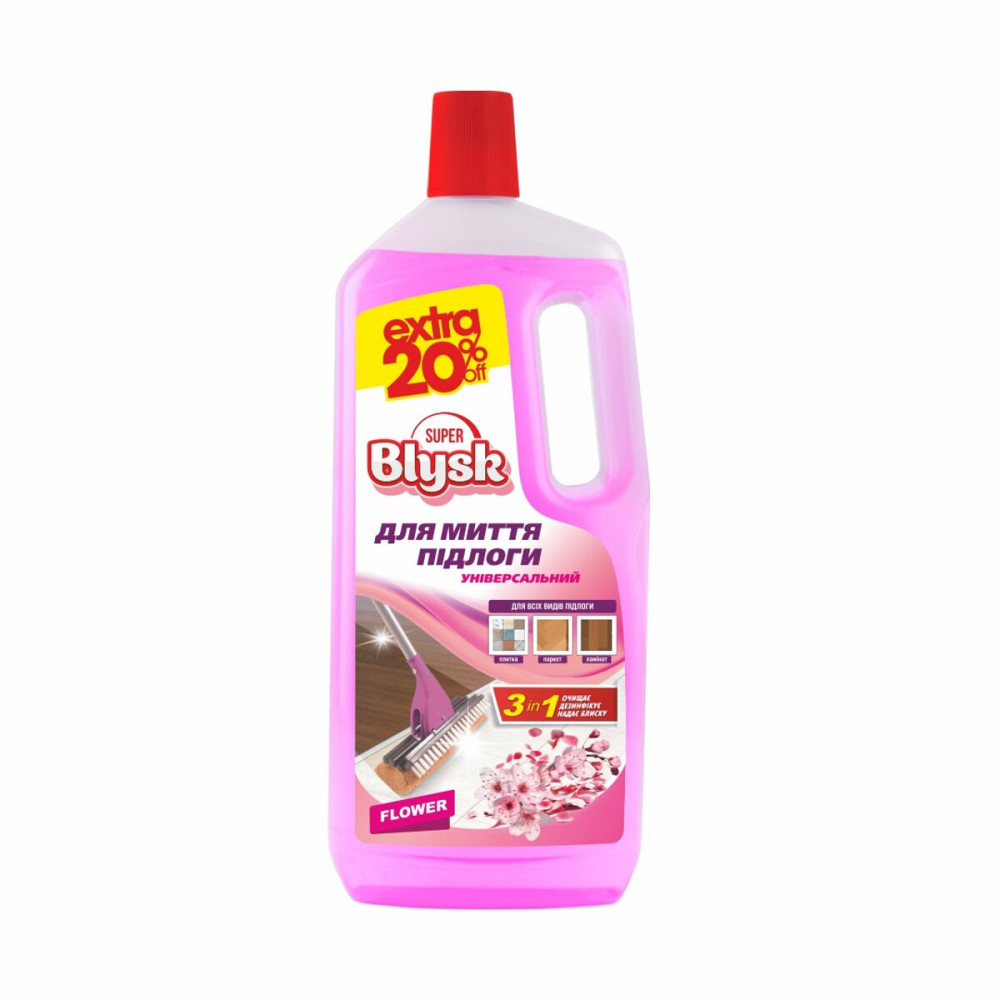 Універсальний засіб для миття підлоги Super Blysk Квітковий, 1,5л Київ - фото 1