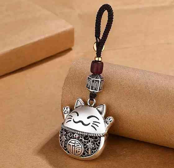 Брелок "Lucky Fortune Cat", брелок Манеки-неко брелок, підвіска "Щасливий кіт" для чоловіків. Київ