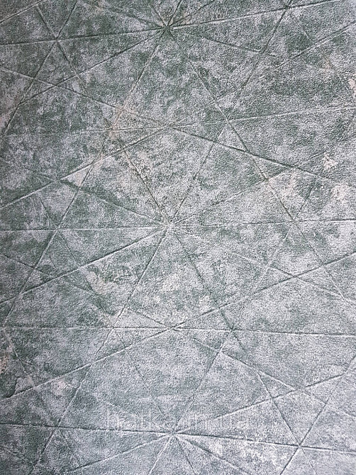 Шпалери вінілові на флізелін Rasch Composition 0,53х10 геометрія смуги фігури під штукатурку зелені срібло Київ - фото 2