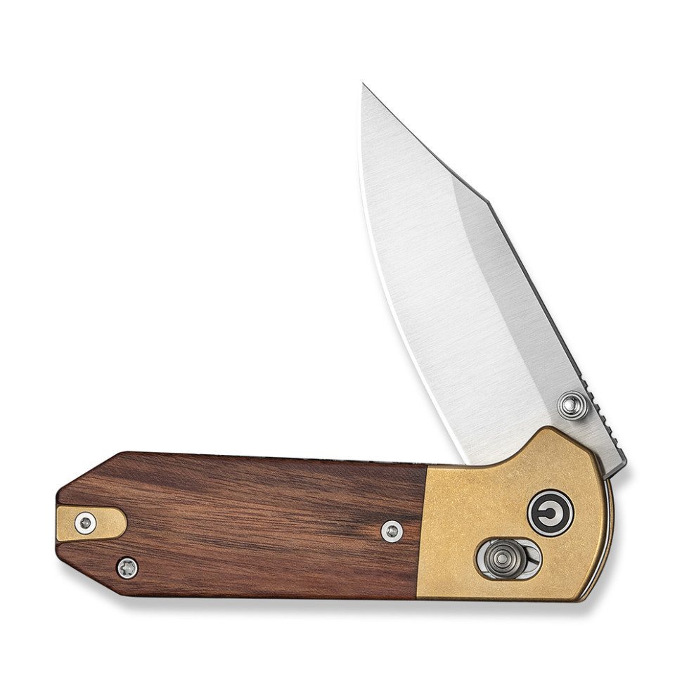 Нож складной карманный Civvi Yonder Clip Point (7.3 см) 14C28N / Wood and Brass натуральный Киев - изображение 3