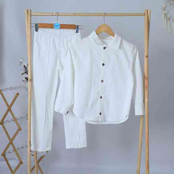 Святковий вельветовий костюм білого кольору для хлопчика  костюм до школи сорочка + штани Кам'янець-Подільський