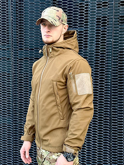 Осенняя водоотталкивающая и ветрозащитная куртка койот Softshell тактическая куртка для военнослужащих   WAR Львов - изображение 7