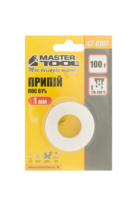 MASTERTOOL Припій для паяння MASTERTOOL ПОС 61% Ø 1 мм 100 г котушка 42-0107 Коломия - фото 3