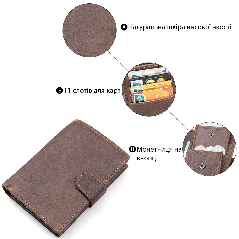Портмоне чоловіче Vintage 14404 Коричнева Київ - фото 10
