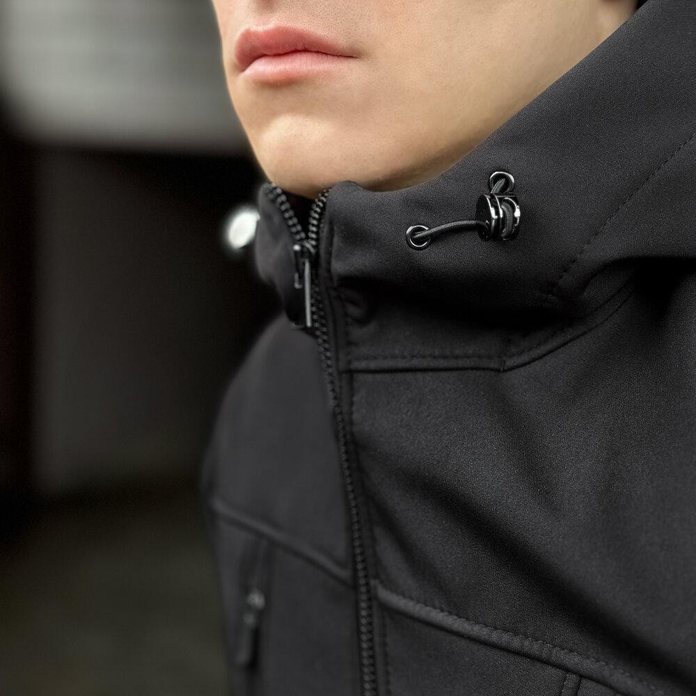 Чоловіча чорна куртка із софтшеллу весняна Pobedov Setup XL Київ - фото 3