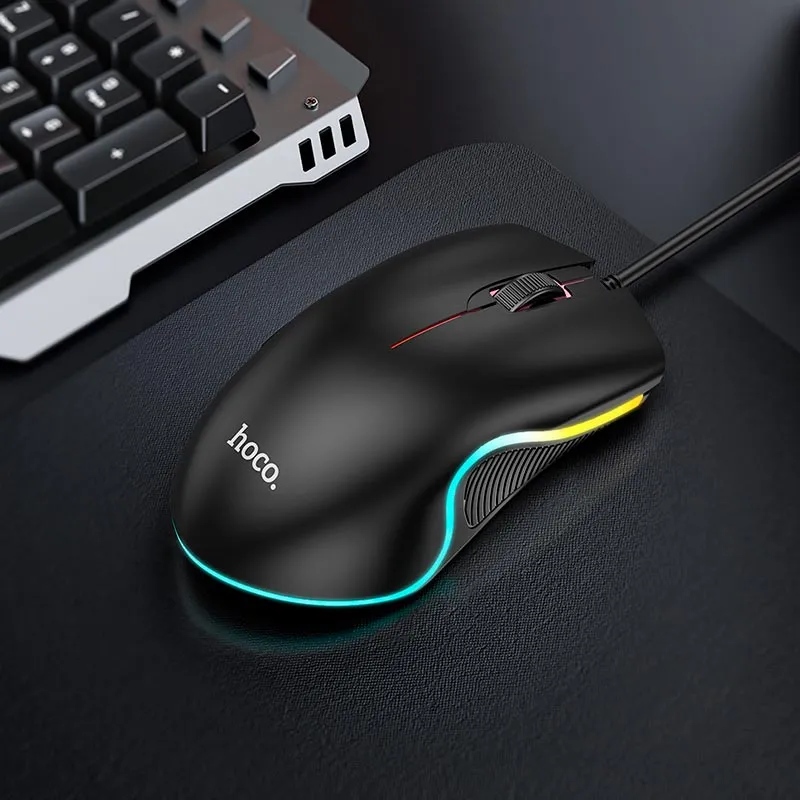 Миша HOCO GM19 Enjoy gaming luminous wired mouse Black Одеса - фото 7