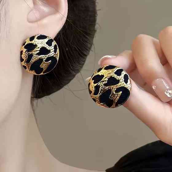 Серьги набор 5 пар в различных дизайнах с эмалью золотистые,женская бижутерия серьги комплект из цинкового сплава Каменец-Подольский