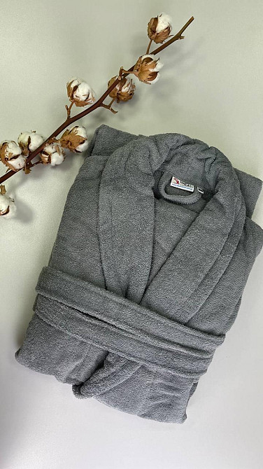 Жіночий халат Ideal Textile банний махровий сірий (56860461) Чернівці - фото 3