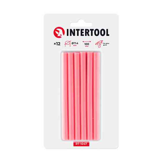 Комплект клейових стрижнів рожевих, 7,4×100 мм, 12 шт. INTERTOOL RT-1047 Київ