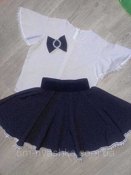 Комплект шкільної форми блузка короткий рукав і спідничка в горошок 122-134 Кривий Ріг - фото 5