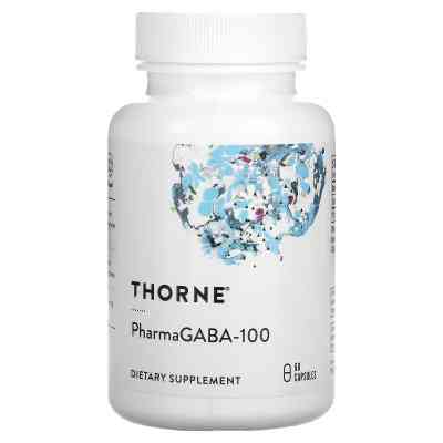 Амінокислота Thorne Research GABA (Гамма-аміномасляна кислота) 100 мг, Pharma GABA-100, 60 капс (THR-65201) Вінниця