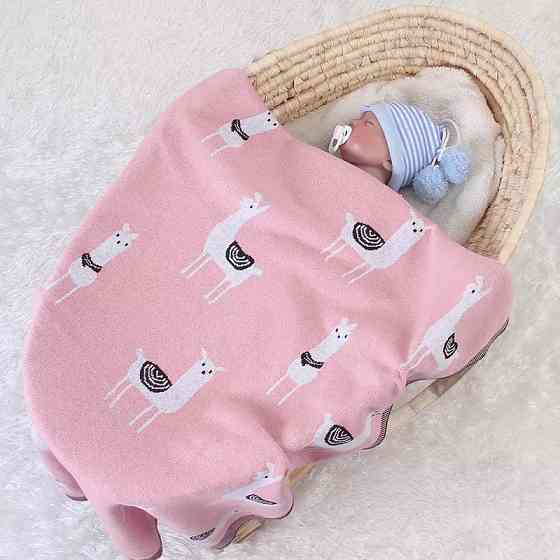 Плед Дитячий Lovely Svi Бавовна 80х100 см В'язаний Рожевий Лама (340821) Київ