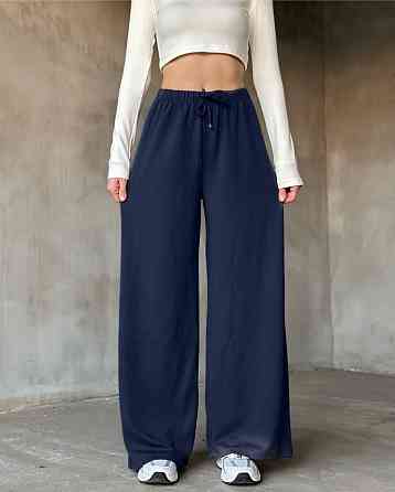 Жіночі базові штани-палацо з якісної двонитки. Темно-синій, 46-48 Одеса