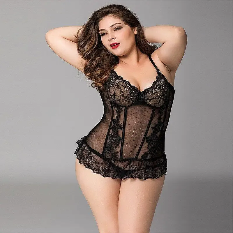 Мереживний корсет JSY «Сексуальна Белла» Plus Size Black, дрібна сітка, гіпюр, чашки з кісточками Львів - фото 1