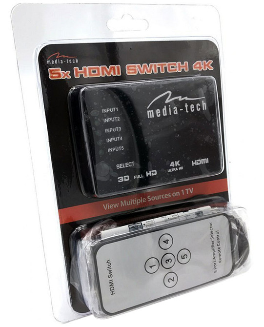 Комутатор HDMI 5xports HDMI switch, remote controlled, 4K resolution support Media-Tech Винница - изображение 4