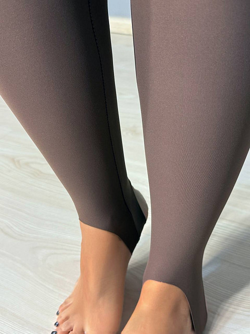 Лосины женские A-N 1721 со штрипками фиксаторами дайвинг с высокой посадкой коричневые, коричневый, L Киев - изображение 2