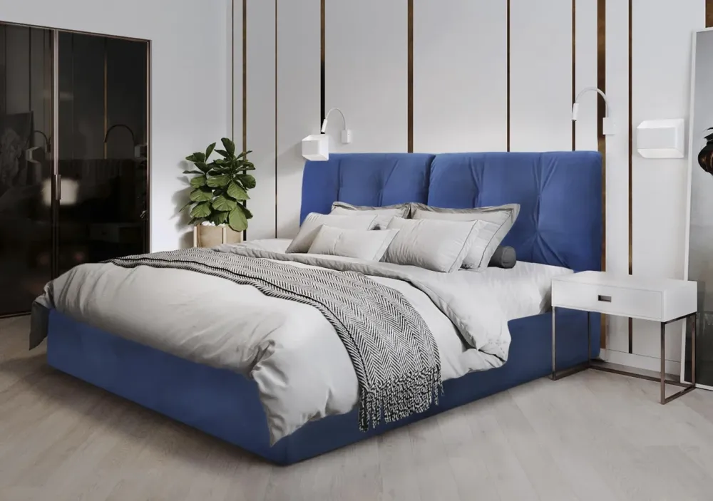 Ліжко BNB Gold Comfort 90 х 200 см Simple З підйомним механізмом та нішою для білизни Синій Київ - фото 3