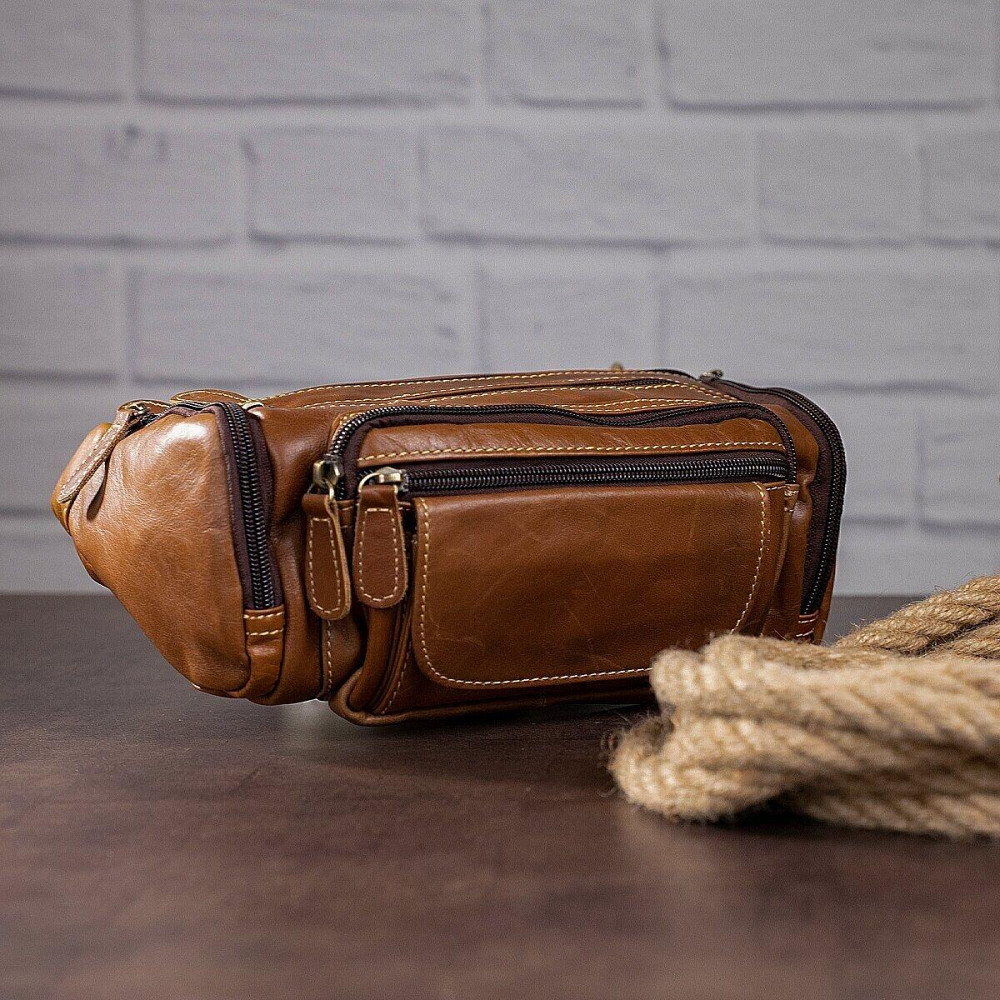 Сумка на пояс объемная Vintage 14695 Коричневая Киев - изображение 5