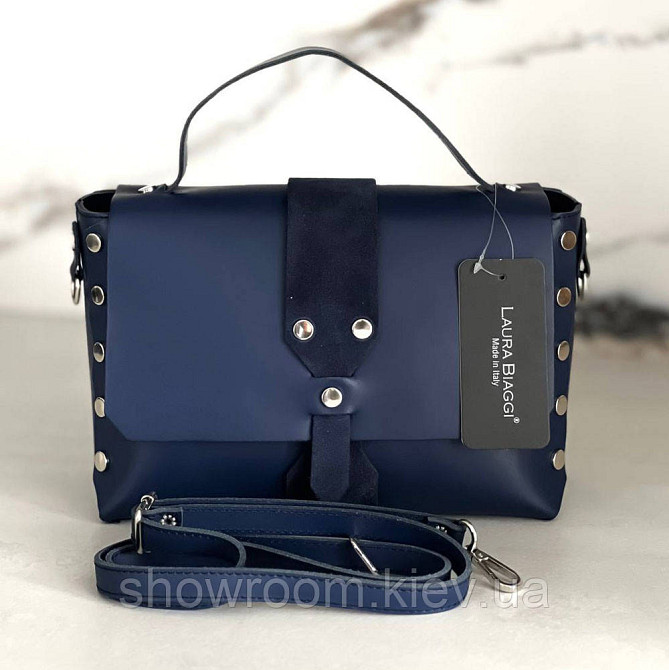 Жіноча сумка кроссбоді Laura Biaggi (04-139) шкіряна синя Київ - фото 2