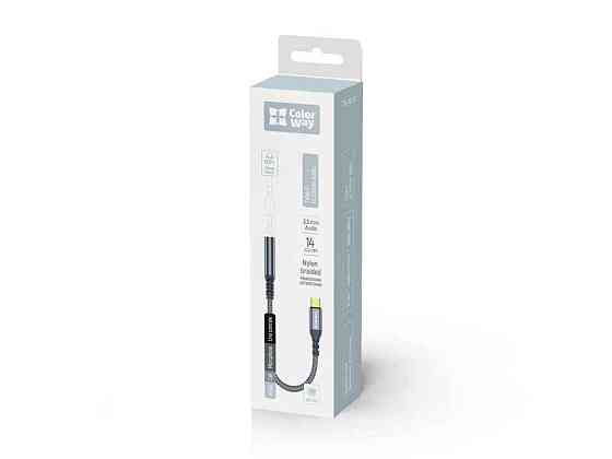 Переходник USB-C - 3,5мм Адаптер Female Audio 14см серый ТМ СolorWay Киев