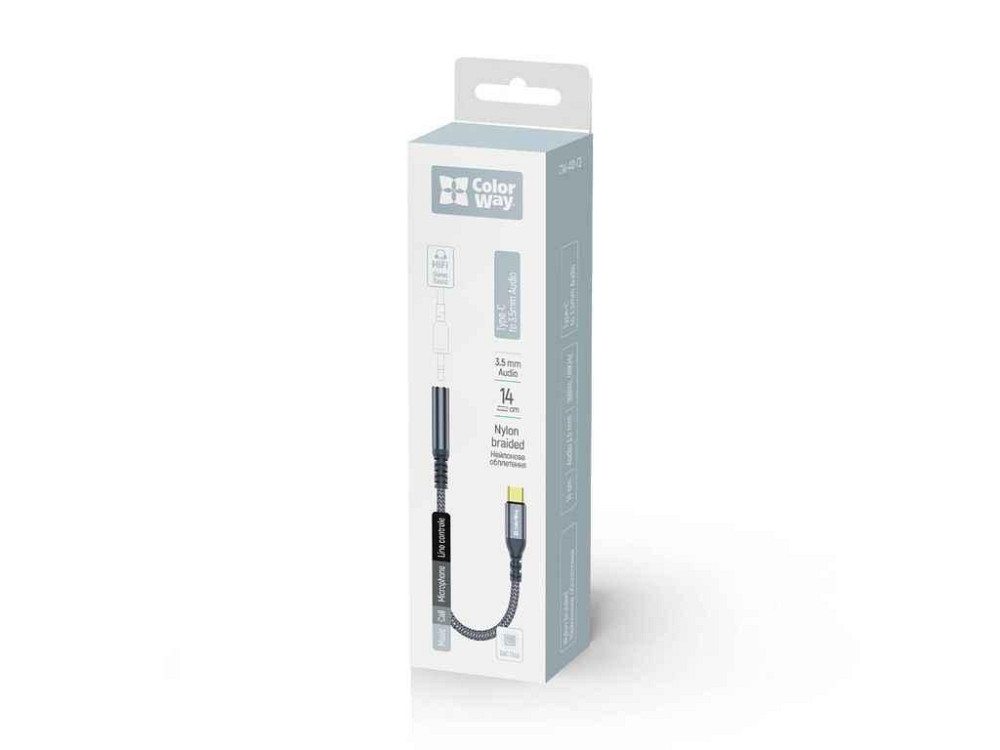 Переходник USB-C - 3,5мм Адаптер Female Audio 14см серый ТМ СolorWay Киев - изображение 1
