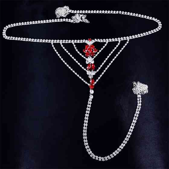 Трусики з камінням та квіткою one size сріблястий Київ