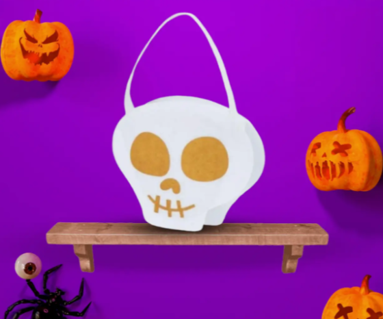 Сумка для конфет на хэллоуин Череп 15 на 16 см бело-золотистый Киев