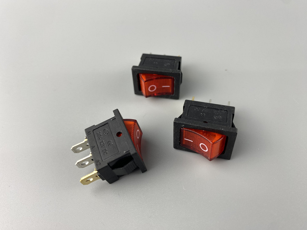 Перемикач клавішний червоний, ON-OFF, з LED-підсвіткою 12 V, 15 ммх21мм, 3 ніжки Мукачево - фото 2