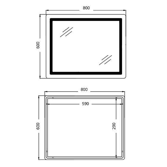 Дзеркало Qtap Cardinal (CA2) 800х600 з LED-підсвіткою Touch, з антизапотіванням, з димером, темп. кольору (3000-6500K) Reverse Київ