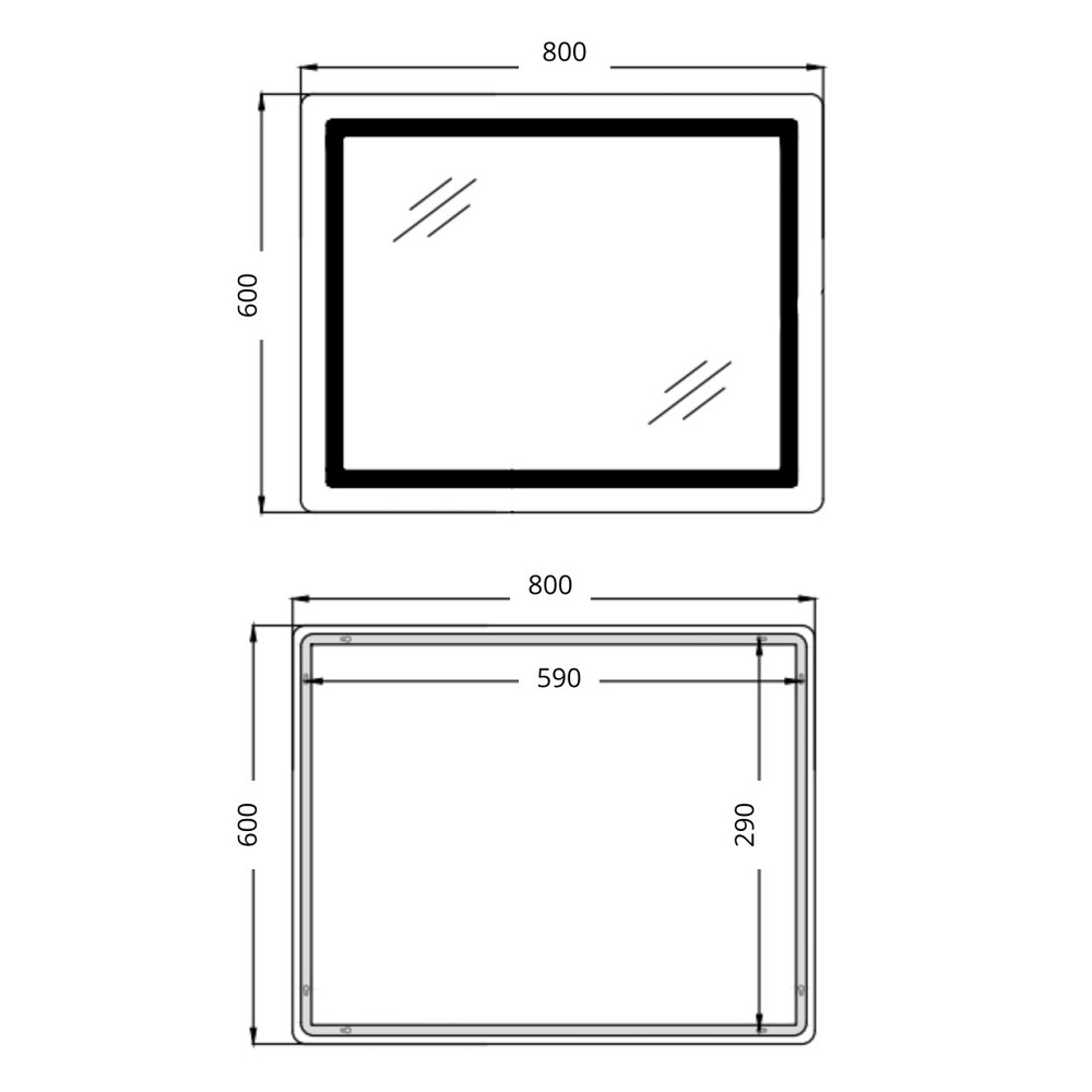 Дзеркало Qtap Cardinal (CA2) 800х600 з LED-підсвіткою Touch, з антизапотіванням, з димером, темп. кольору (3000-6500K) Reverse Київ - фото 2