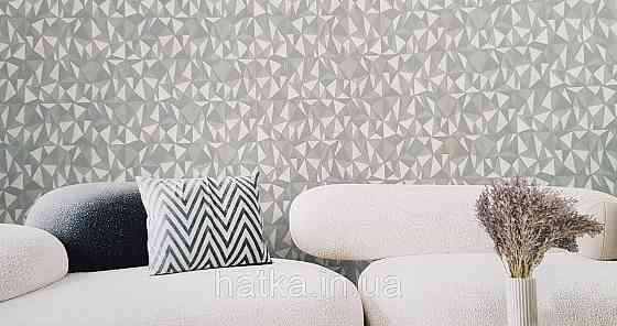 Шпалери вінілові на флізеліні AdaWall Omega1.06х10 геометрія 3д темно-сірі срібло 23204-5 Київ