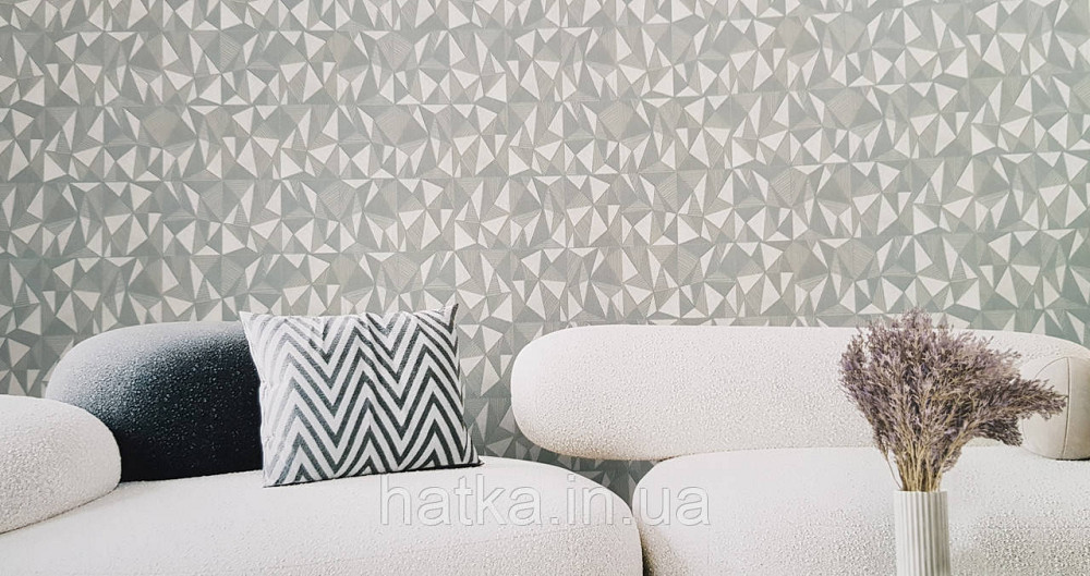 Обои виниловые на флизелине AdaWall Omega1.06х10 геометрия 3д темно серые серебро 23204-5 Киев - изображение 2