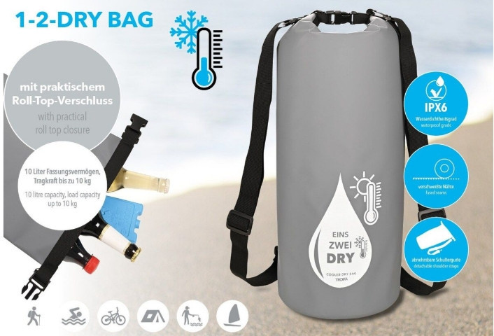 Сумка-рюкзак водонепроникний Troika 10 л IPX6 з функцією охолодження (Сірий) Вінниця - фото 3