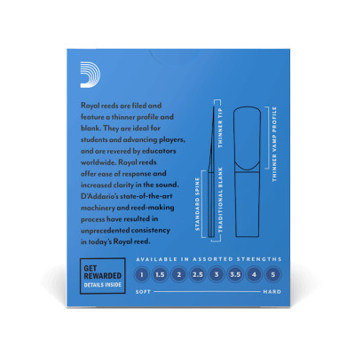 Трость для кларнета D'Addario Royal - Bb Clarinet #1.5 - 10 box (RCB1015) Винница - изображение 2